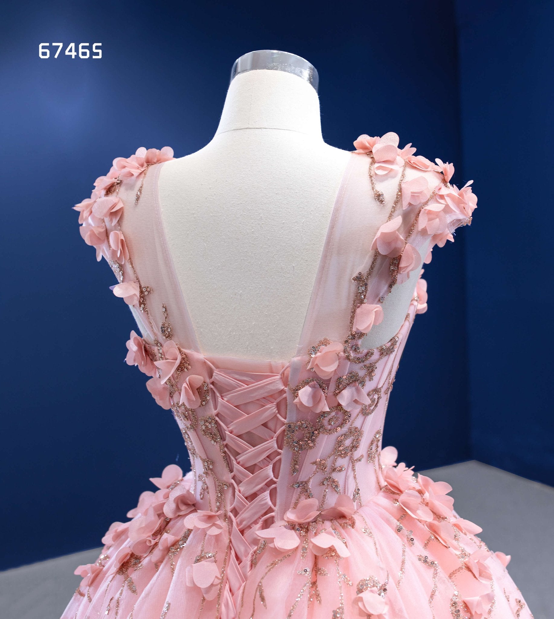 Pink 3D Flower Quince Dresses Sweet 16 Ball Gowns 67465-Quinceanera Dresses 2025 -Viniodress-Pink-Custom Size-