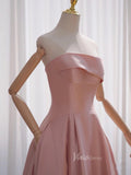 Pink Satin Prom Dresses Tea-Length Strapless Formal Dress FD3236-prom dresses-Viniodress-Viniodress