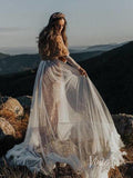 Polka Dot Boho Wedding Dresses with Sleeves Viniodress VW1114-wedding dresses-Viniodress-Viniodress