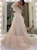 Puffy Bishop Sleeve Tulle Wedding Dress for Photography FD1527-wedding dresses-Viniodress-Viniodress