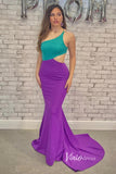 Purple Satin Prom Dresses Mermaid One Shoulder Evening Dress FD3365