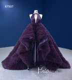 Purple Wedding Dress High Low Ruffled Pageant Gown 67507-wedding dresses-Viniodress-Viniodress