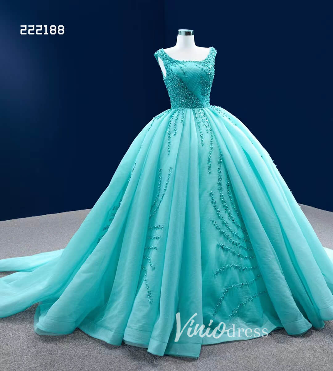 Turquoise Blue Sweet 16 Ball Gown Wedding Dresses Cinderella Debut Dresses 222188-Quinceanera Dresses-Viniodress-Viniodress