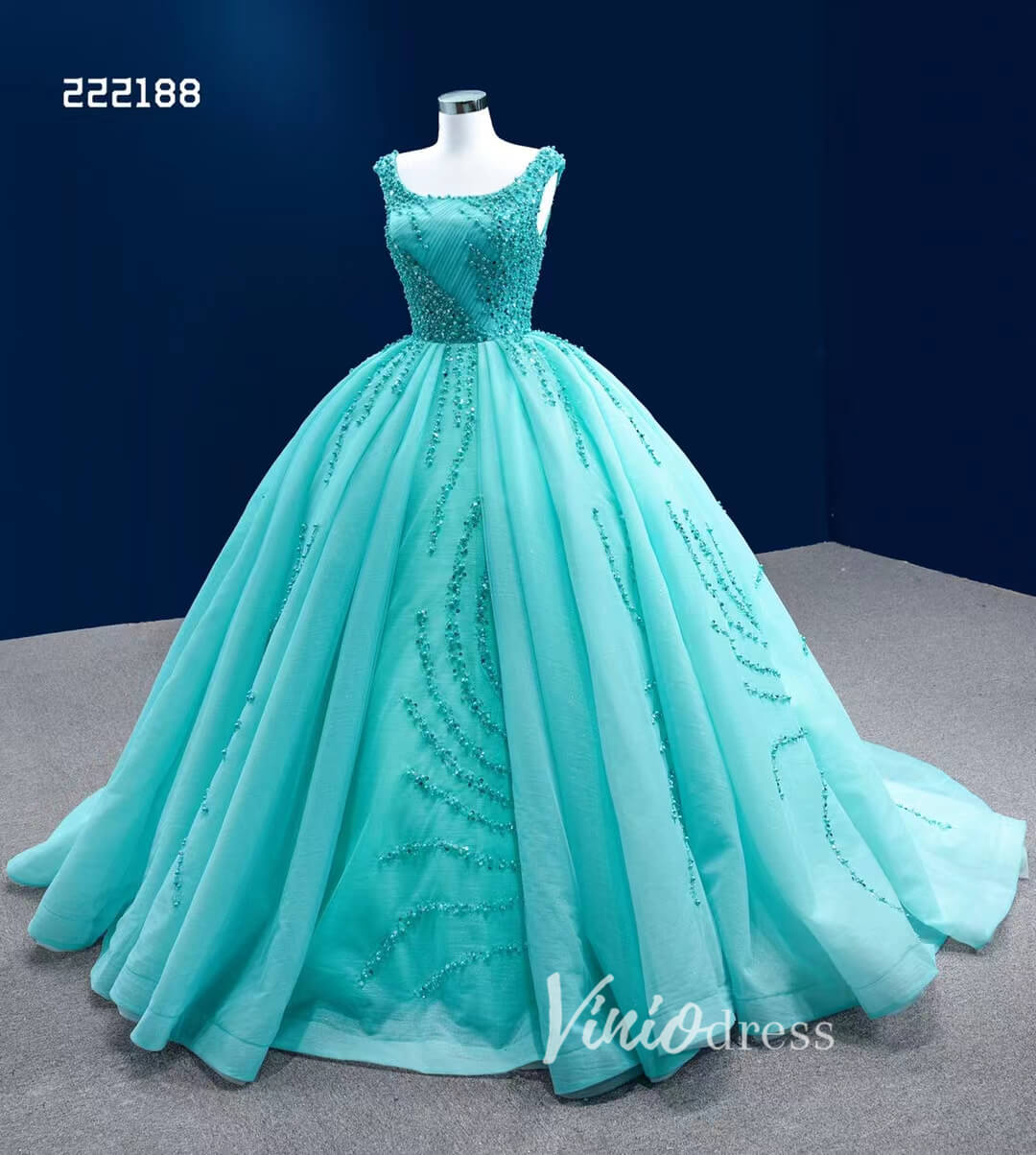 Turquoise Blue Sweet 16 Ball Gown Wedding Dresses Cinderella Debut Dresses 222188-Quinceanera Dresses-Viniodress-Viniodress