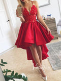 Red High Low Prom Dresses Spaghetti Strap SD1138-prom dresses-Viniodress-Viniodress