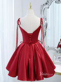 Red Satin Homecoming Dresses with Pockets Lace up Short Party Dress SD1406-homecoming dresses-Viniodress-Viniodress