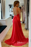 Red Satin Prom Dresses Mermaid Spaghetti Strap Evening Dress FD3268-prom dresses-Viniodress-Viniodress