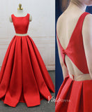 Red Satin Prom Dresses Wide Strap A-Line Evening Dress FD3159-prom dresses-Viniodress-Viniodress