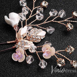 Rose Gold Crystal Sprig Bridal Comb & Hairpins Viniodress ACC1154-Headpieces-Viniodress-Viniodress