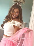 Rose Pink Two Piece Homecoming Dresses Rhinestone SD1123-homecoming dresses-Viniodress-Viniodress