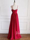 Rose Red Satin A-line Prom Dress Evening Dresses FD1490-prom dresses-Viniodress-Viniodress