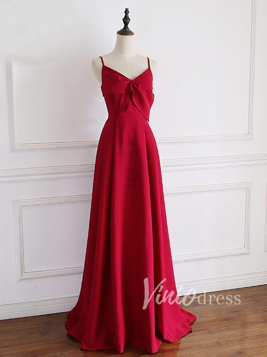 Rose Red Satin A-line Prom Dress Evening Dresses FD1490-prom dresses-Viniodress-Viniodress