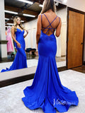 Royal Blue Mermaid Prom Dresses Spaghetti Strap Evening Dress FD2922-prom dresses-Viniodress-Viniodress