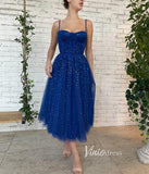 Royal Blue Star Prom Dresses Spaghetti Strap Maxi Dress with Pockets FD2769-prom dresses-Viniodress-Viniodress