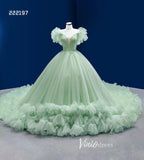 Sage Green Ball Gown Wedding Dresses Tulle Ruffle Sweet 16 Dress 222197