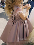 Satin & Tulle Mauve Flower Girl Dresses High Low Girls Formal Dress GL1026B-flower girl dresses-Viniodress-Viniodress