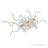 Scattered Crystal Floral Silver Bridal Comb ACC1137-Headpieces-Viniodress-Viniodress