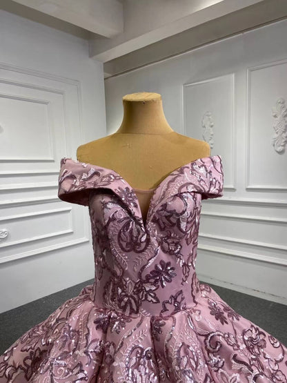 Sequin Floral Ball Gown Dusty Rose Quinceanera Dresses 66590 viniodress-Quinceanera Dresses 2025 -Viniodress-Dusty Rose-Custom Size-