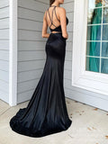 Sexy Black Two Piece Mermaid Prom Dresses with Strap Crossed Back FD2042-prom dresses-Viniodress-Viniodress