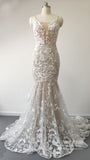 Sexy Mermaid Lace Wedding Dresses Deep V Neck Boho Wedding Dress VW1455-wedding dresses-Viniodress-Viniodress