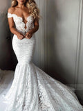 Sexy Mermaid Lace Wedding Dresses Off the Shoulder Bridal Dress VW1297-wedding dresses-Viniodress-Viniodress