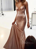 Sexy Rose Gold Mermaid Prom Dresses with Straps FD1528-prom dresses-Viniodress-Viniodress