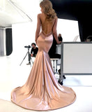 Sexy Rose Gold Mermaid Prom Dresses with Straps FD1528-prom dresses-Viniodress-Viniodress