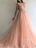 Sexy Thigh Split Blush Pink Long Prom Dresses with Slit FD1728-prom dresses-Viniodress-Viniodress