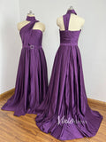 Sexy Thigh Split Deep Purple Satin Prom Dresses with Pockets FD1814-prom dresses-Viniodress-Viniodress