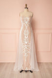 Sheath Lace Wedding Dress with Removable Overskirt VW1064