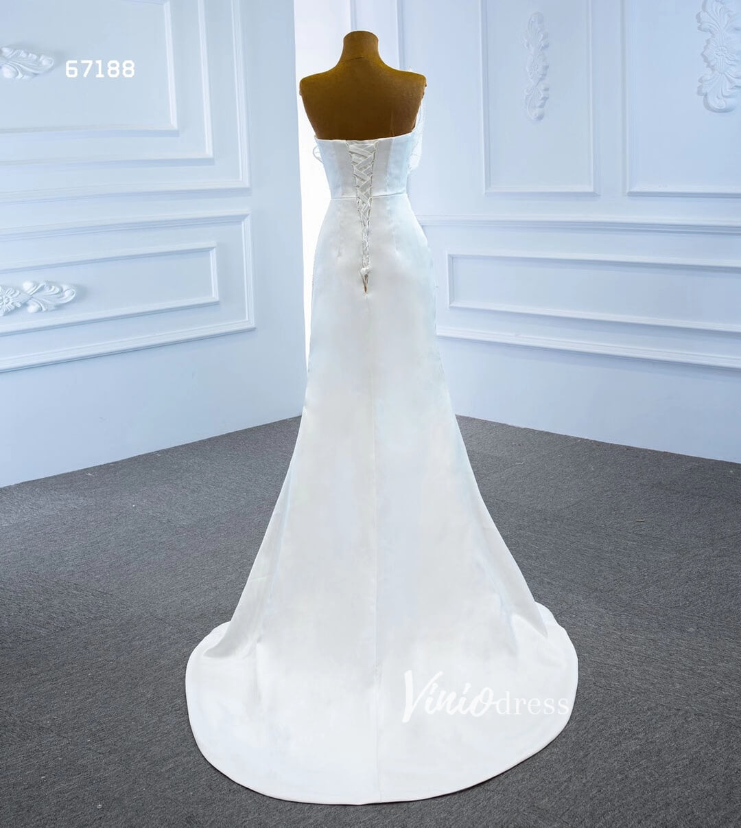 Sheath Satin Modern Wedding Dresses with Slit 67188-wedding dresses-Viniodress-Viniodress