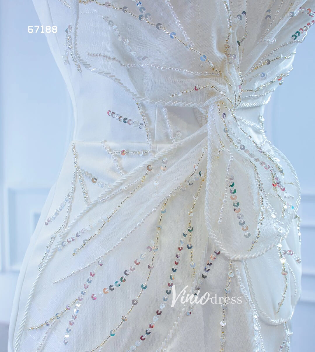 Sheath Satin Modern Wedding Dresses with Slit 67188-wedding dresses-Viniodress-Viniodress