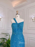 Shimmer Ocean Blue Prom Dresses Beaded Sequin Evening Dress 20074-prom dresses-Viniodress-Viniodress