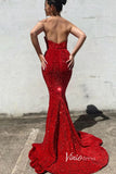 Shimmer Red Sequin Prom Dresses Mermaid Strapless Evening Dress FD3311-prom dresses-Viniodress-Viniodress