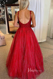 Shimmering Red Prom Dress with Lace Applique and Spaghetti Strap FD3478-prom dresses-Viniodress-Viniodress