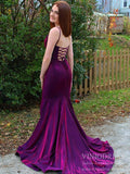 Shiny Plum Mermaid Prom Dresses Lace Up Back Junior Prom Dress FD2111-prom dresses-Viniodress-Viniodress