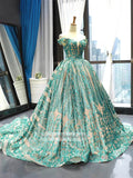 Shiny Sequin Prom Dresses Off the Shoulder Formal Gowns FD1098 viniodress