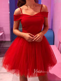 Short Red Tulle Graduation Dress Homecoming Dresses SD1140
