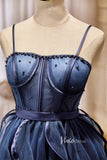 Short Ruffle Party Dress Blue Homecoming Dresses SD1403-homecoming dresses-Viniodress-Viniodress