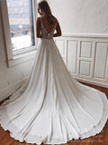 Simple Chiffon Wedding Dresses with Lace Back Satin Bridal Gown VW1547-wedding dresses-Viniodress-Viniodress