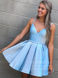 Simple Light Blue Sparkly Satin Homecoming Dresses with Pockets SD1283-homecoming dresses-Viniodress-Viniodress