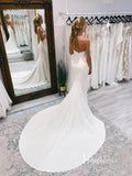Simple Mermaid Satin Wedding Dresses Strapless Minimalist Dress VW2139