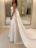 Simple Minimalist Wedding Dresses Strapless Satin Bridal Gown VW1540-wedding dresses-Viniodress-Viniodress