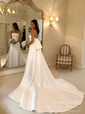 Simple Minimalist Wedding Dresses Strapless  Satin Bridal Gown VW1540