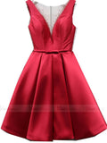 Simple Red Satin Homecoming Dresses with Corset Back SD1219-homecoming dresses-Viniodress-Viniodress