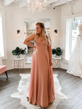 Simple Strapless Dusty Rose Prom Dresses Chiffon Long Bridesmaid Dress FD2529