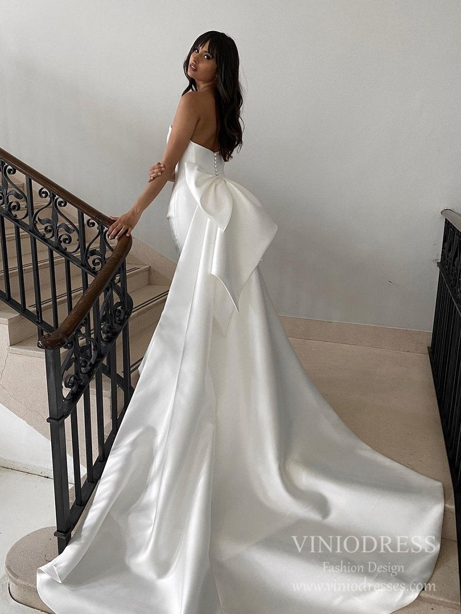 Simple Strapless Mermaid Wedding Dresses Tail VW1875B-wedding dresses-Viniodress-Ivory-Custom Size-Viniodress