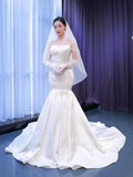 Simple Strapless Satin Mermaid Wedding Dresses 67297