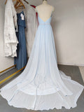 Sky Blue Chiffon Wedding Dresses for Wedding Photography VW1052-wedding dresses-Viniodress-Viniodress