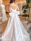 Spagehtti Strap Satin Wedding Dresses with Big Bow on Back VW1825-wedding dresses-Viniodress-Viniodress